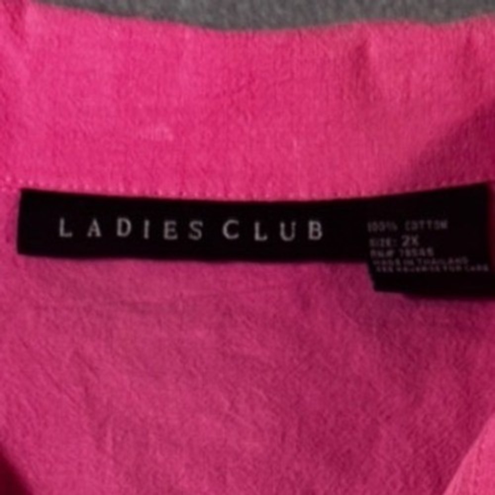 WTG Ladies Club Pink Cotton Loungewear Set 2X Embroidered Tropical Fish Hot Pink - Picture 3 of 8
